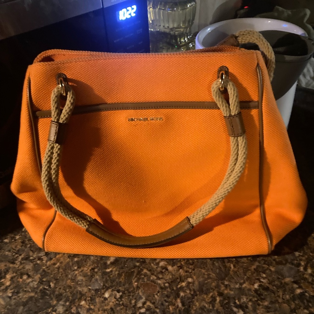 Michael Kors Orange Shoulder Bag with Structured Design